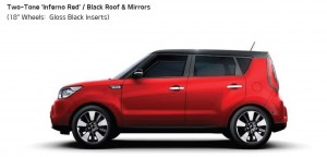 Inferno red Kia Soul SE