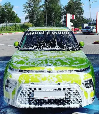 Kia Soul having foam bath